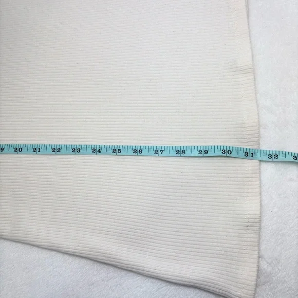 ZARA Sweater Dress Ivory Short Sleeves Quarter Zip Ribbed Knit Size Size M - Picture 8 of 11